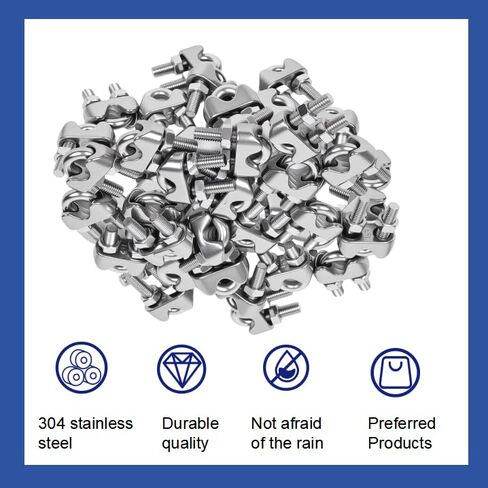 20 Pcs 1/8 inch Stainless Steel Wire Rope Cable Clamp Clips,Wire Rope Clamp for Various Commercial, Industrial, and Residential Projects. (M3, 20) in Kuwait