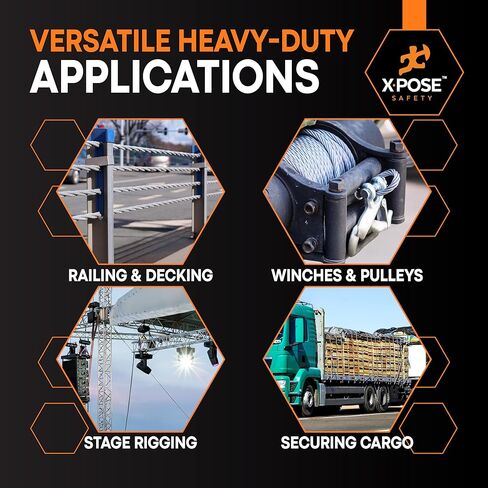 Xpose Safety 1/4 "سلك كابل الطائرات من الصلب المجلفن - بكرة 500 قدم، 7 × 19 حبلا، قوة كسر 7000 رطل - لنظام البكرة، الونش، البحرية، درابزين سطح السفينة، المبارزة، Zipline in Saudi Arabia