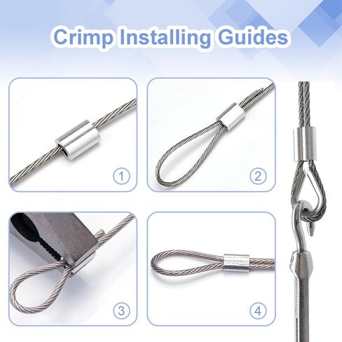 CooBigo 250Pcs 1/16""Cable Crimp Sleeves, Aluminum Wire Rope Crimping Loop Sleeve. Cable Ferrules for Cable and Wire Rope Crimp Double Barrel Crimp Sleeves (M1.5-1/16"") in Kuwait