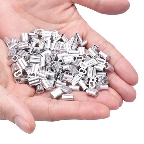 CooBigo 250Pcs 1/16""Cable Crimp Sleeves, Aluminum Wire Rope Crimping Loop Sleeve. Cable Ferrules for Cable and Wire Rope Crimp Double Barrel Crimp Sleeves (M1.5-1/16"") in Kuwait