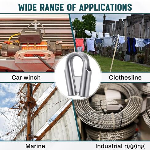 12mm 1/2" 304 Stainless Steel Wire Rope Thimbles Collar with Gusset for 3/8" - 1/2" Wire or Winch Rope Tube Cable Thimble Heavy Duty for Rigging(8 Pack,Silver) in Kuwait