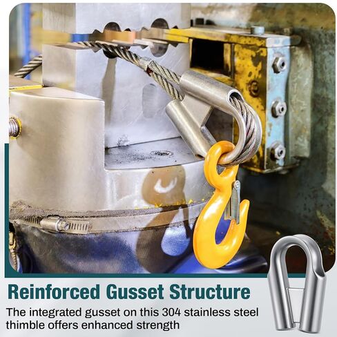 12mm 1/2" 304 Stainless Steel Wire Rope Thimbles Collar with Gusset for 3/8" - 1/2" Wire or Winch Rope Tube Cable Thimble Heavy Duty for Rigging(8 Pack,Silver) in Kuwait