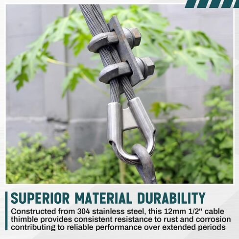 12mm 1/2" 304 Stainless Steel Wire Rope Thimbles Collar with Gusset for 3/8" - 1/2" Wire or Winch Rope Tube Cable Thimble Heavy Duty for Rigging(8 Pack,Silver) in Kuwait