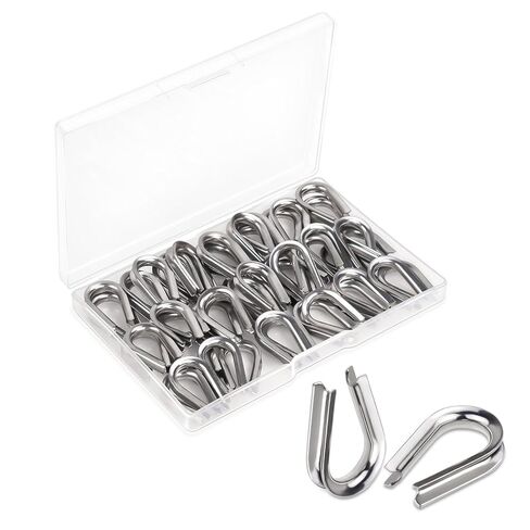 50 Pack Wire Rope Thimble 304 Stainless Steel Wire Rope Thimbles M3 Stainless Steel Thimble Cable Rigging for 1/8" Diameter Wire Rope Steel Cable Crimping Kit Steel Cable Sleeve (Sliver) in Saudi Arabia