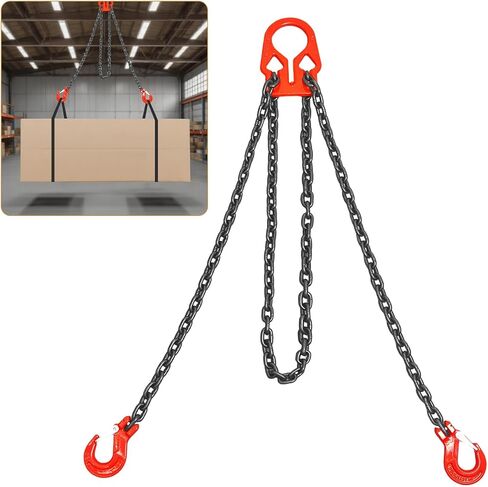 Heavy Duty Lifting Chains with Adjustable Hooks, 5/16 Inch x 10 Ft, Maximum Load 7000lbs, G80 Industrial Dual Leg Chain Slings for Engine Hoist, Lift Heavy Objects in Kuwait