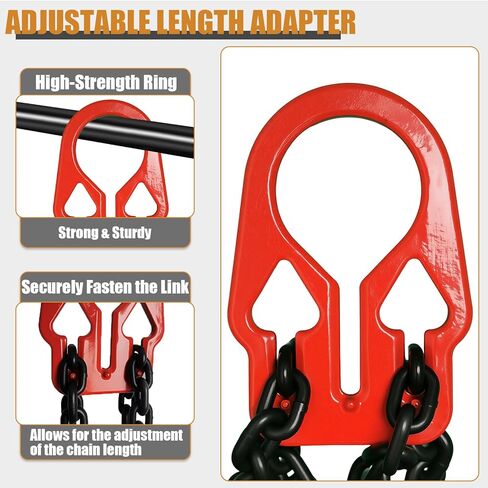 Heavy Duty Lifting Chains with Adjustable Hooks, 5/16 Inch x 10 Ft, Maximum Load 7000lbs, G80 Industrial Dual Leg Chain Slings for Engine Hoist, Lift Heavy Objects in Kuwait