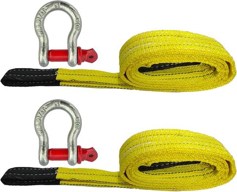 أشرطة رفع الرفع من HENBOW | حزام حبال ويب مقاس 2 بوصة × 6.5 بوصة مع أغلال دائرية على شكل حرف D | حمل عمل آمن يبلغ 4400 رطل وحمل كسر 17600 رطل | حزام استرداد لاستعادة ونش حفظ شجرة السيارة (عبوتان) in Kuwait