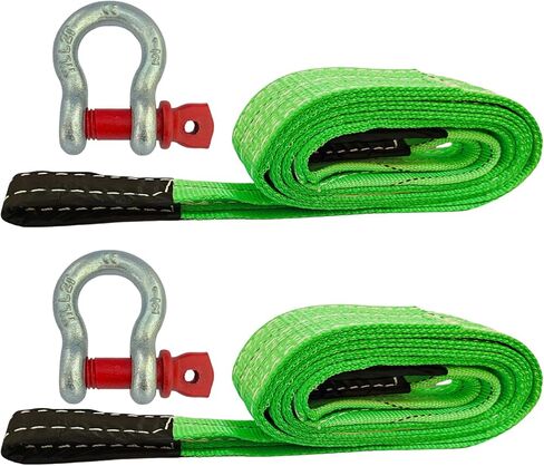 أشرطة رفع الرفع من HENBOW | حزام حبال ويب مقاس 2 بوصة × 6.5 بوصة مع أغلال دائرية على شكل حرف D | حمل عمل آمن يبلغ 4400 رطل وحمل كسر 17600 رطل | حزام استرداد لاستعادة ونش حفظ شجرة السيارة (عبوتان) in Kuwait