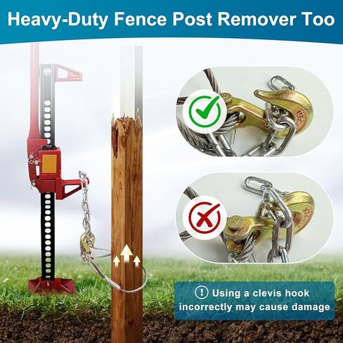 أداة إزالة عمود السياج شديدة التحمل مع كابل وسلسلة مجلفنة مقاس 8 مم (5/16 بوصة) - تعمل مع جاك/رافعة لاستخراج أعمدة خشبية/معدنية 4x4 للإصلاح السكني والزراعي in Kuwait