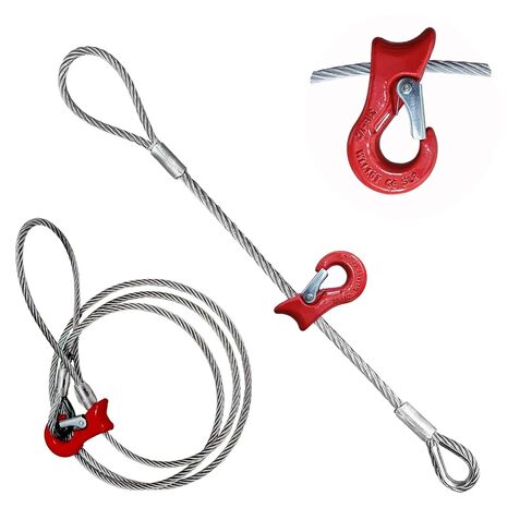 حبال سلكية ذات ساق واحدة: سعة رأسية 3.6T/8000Lbs | حلقة فلمنكية بقطر 3/8 بوصة مع قلادة منزلق | كابل تزوير عالي التحمل بطول 13.1 قدم (4 أمتار) لعمليات الرفع والقطر والسجل in Kuwait