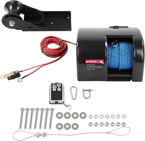 SCITOO 25 LBS قارب المياه المالحة ونش كهربائي مع جهاز تحكم عن بعد لاسلكي، أسود بحري يتميز بكفاءة عالية 12 فولت تيار مستمر، محرك تروس فولاذي بالكامل in Kuwait