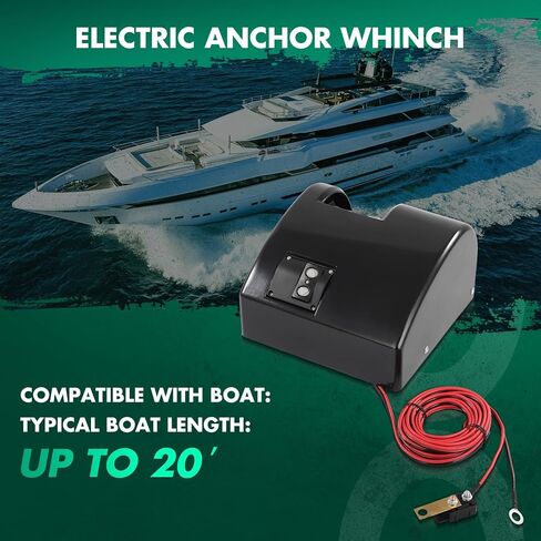 SCITOO 25 LBS قارب المياه المالحة ونش كهربائي مع جهاز تحكم عن بعد لاسلكي، أسود بحري يتميز بكفاءة عالية 12 فولت تيار مستمر، محرك تروس فولاذي بالكامل in Kuwait