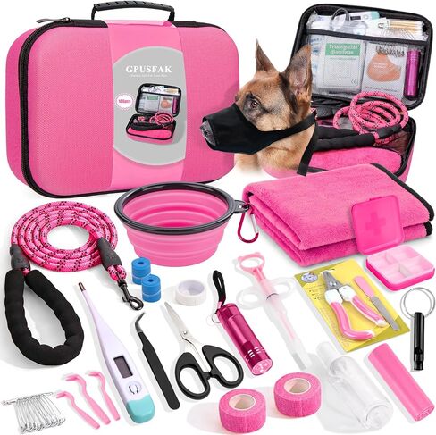 Pet First Aid Kit for Dogs - Pet Emergency Kit for Camping Hiking Traveling Hunting and Sports (Green) in Kuwait