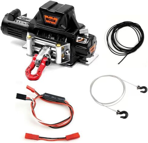 RC SCX10 ونش معدني مقلد كهربائي متوافق مع SCX10 المحوري، الماعز، القط الأحمر TRX4، 90046 ونش زاحف 1/10 RC سيارة زاحف ونش أحمر in Kuwait