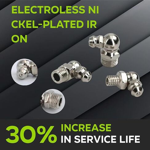 20 PCS SAE & Metric Grease Fittings Assortment, Hydraulic Grease Gun Fittings with 1/4'' 1/8'' M6 M8 M10 Straight, 45 Degree Zerks Kit for Automotive Industrial Machinery Lubrication in Kuwait