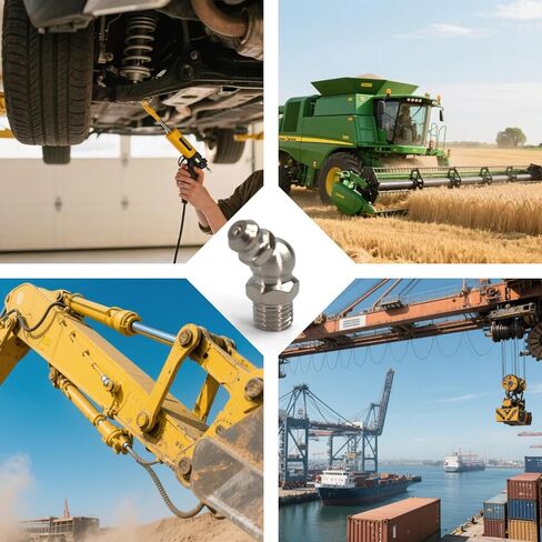 20 PCS SAE & Metric Grease Fittings Assortment, Hydraulic Grease Gun Fittings with 1/4'' 1/8'' M6 M8 M10 Straight, 45 Degree Zerks Kit for Automotive Industrial Machinery Lubrication in Kuwait