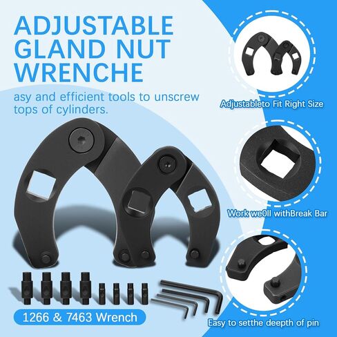 3 Pack Hydraulic Seal Installation Tools,& 1266 Adjustable Gland Nut Wrench & 7463 Small Universal Gland Wrench,Suitable for Farm & Construction Equipment in Kuwait