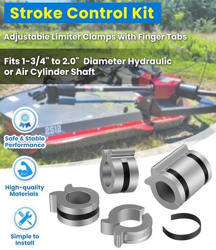 Stroke Control Kit for Hydraulic Cylinders – Thickness: 1.0", 1.5", 2.0", 4.0" – Fits 1-3/4" to 2.0" Cylinder Rods, Adjustable Limiter Clamps with Finger Tabs in Kuwait
