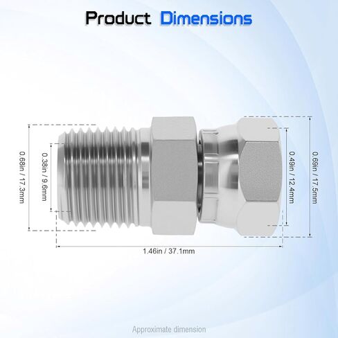 محول دوار هيدروليكي، 3/8 بوصة NPTF ذكر إلى 1/4 بوصة NPSM أنثى، 1404-06-04 مفاصل أنابيب فولاذية كربونية مستقيمة، لتركيب خرطوم هيدروليكي (عبوتان) in Kuwait