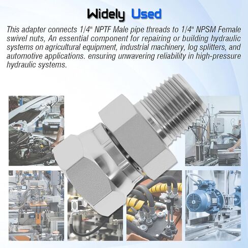 محول دوار هيدروليكي، 1/4 بوصة NPTF ذكر × 1/4 بوصة NPSM أنثى، 1404-04-04 وصلات أنابيب مستقيمة من الفولاذ الكربوني، لتركيب خرطوم هيدروليكي (عبوتان) in Kuwait
