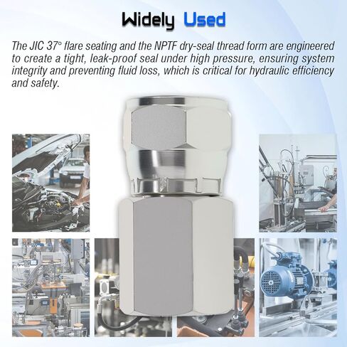 محول دوار هيدروليكي 1/4 بوصة NPTF أنثى × 3/8 بوصة JIC 37°، 6506-04-06 محول أنبوب دوار من الفولاذ الكربوني مناسب لبناء الأنظمة الهيدروليكية والمعدات الزراعية (قطعتان) in Kuwait