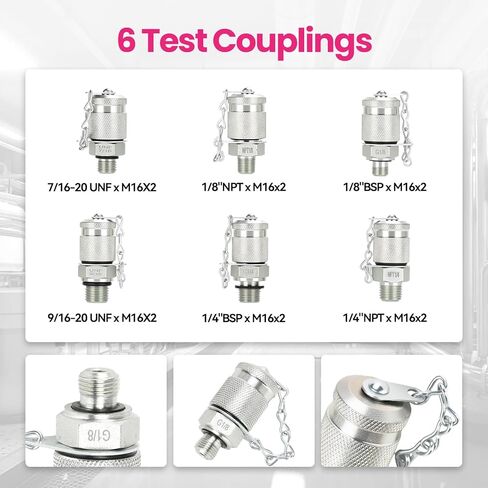 Economical Hydraulic Pressure Test Kit with3 Gauges (250/400/600 Bar), 6 Test Couplings & 2 Hoses, for Excavator, Construction Machinery, Hydraulic Systems in Kuwait