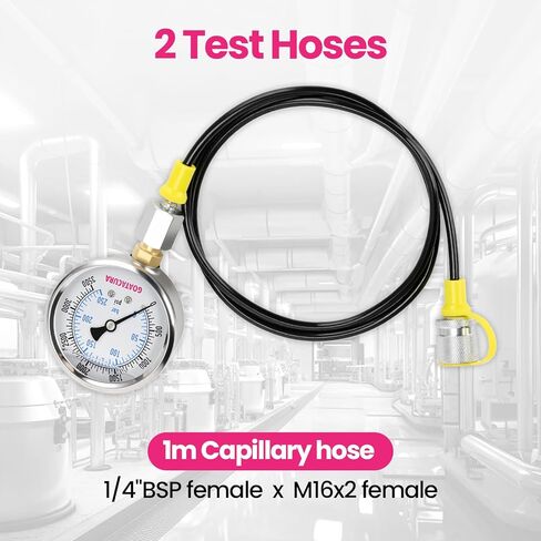 Economical Hydraulic Pressure Test Kit with3 Gauges (250/400/600 Bar), 6 Test Couplings & 2 Hoses, for Excavator, Construction Machinery, Hydraulic Systems in Kuwait