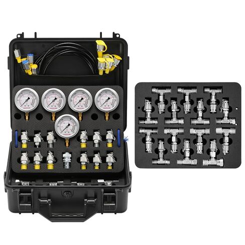 Hydraulic Pressure Test Kit, 5 Gauges(10/100/280/400/700bar, Max 10000psi/60Mpa),13 Test Couplings, 14 Tee Connectors, 5 Test Hoses, for Excavator Construction Machinery in Saudi Arabia