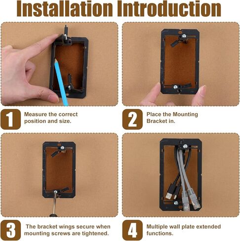 25 Pack Low Voltage Mounting Bracket Single Gang Wall Plate, Flush Mount Drywall Bracket, Drywall Cables Pass Through Wall Plate Wallboard for Network Cables, Coaxial, Speaker Telephone in Kuwait