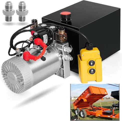 TOPEMAI Hydraulic Pump 12V Dump Trailer Pump - Double Acting, 8-Quart Electric Power Unit for Dump Trailers and Car Lifting (8 Quart) in Kuwait
