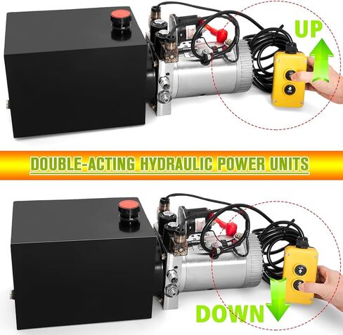 TOPEMAI Hydraulic Pump 12V Dump Trailer Pump - Double Acting, 8-Quart Electric Power Unit for Dump Trailers and Car Lifting (8 Quart) in Kuwait
