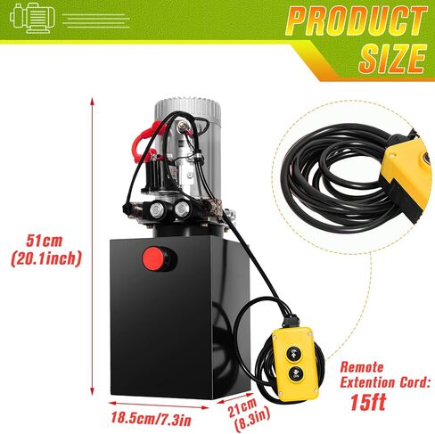 TOPEMAI Hydraulic Pump 12V Dump Trailer Pump - Double Acting, 8-Quart Electric Power Unit for Dump Trailers and Car Lifting (8 Quart) in Kuwait