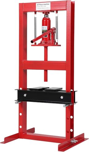 6 Ton Hydraulic Shop Press, H-Frame, 4-Hold Adjustable Height, with Movable Plates and Dust Cover, for Garage or Professional Users, Red in Kuwait