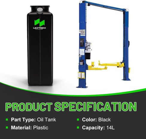 LEAPTREND Hydraulic Oil Reservoir Tank (14L Black) Compatible with Rotary/Forward/Direct/Hanmecson Lift, for Hydraulic Power Units 2-Post & Pad Lifts, Replacement for P1427KIT in Kuwait