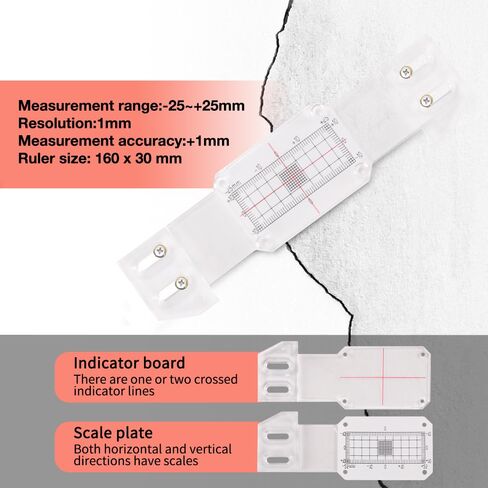 مقياس احترافي لمراقبة التشققات مزود بشبكة قياس - كاشف تشققات الجدران عالي الدقة للتقييم الهيكلي، يتضمن ورقة تسجيل وخيارات تثبيت مزدوجة in Kuwait