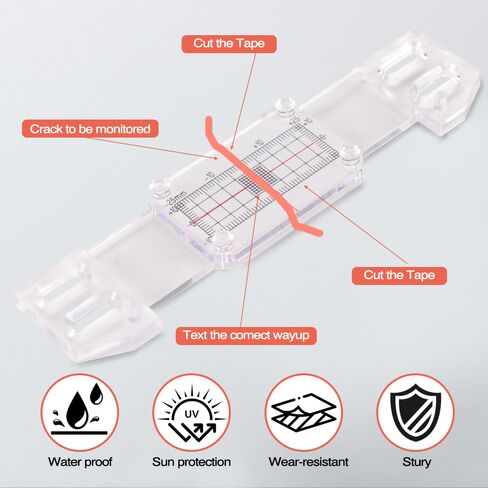 مقياس احترافي لمراقبة التشققات مزود بشبكة قياس - كاشف تشققات الجدران عالي الدقة للتقييم الهيكلي، يتضمن ورقة تسجيل وخيارات تثبيت مزدوجة in Kuwait