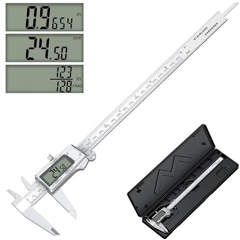 فرجار رقمي، أداة قياس فرجار مع شاشة LCD كبيرة، فرجار ميكرومتر رقمي من الفولاذ المقاوم للصدأ، ميزة الإيقاف التلقائي، مقاومة لرذاذ الشاشة، التبديل من جزء متري بوصة (10 بوصة/250 مم) in Kuwait