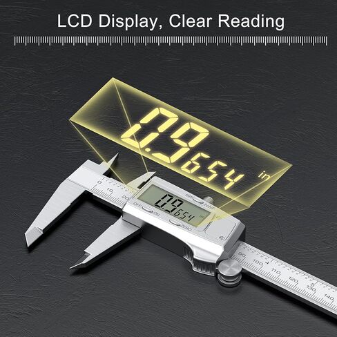 فرجار رقمي، أداة قياس فرجار مع شاشة LCD كبيرة، فرجار ميكرومتر رقمي من الفولاذ المقاوم للصدأ، ميزة الإيقاف التلقائي، مقاومة لرذاذ الشاشة، التبديل من جزء متري بوصة (10 بوصة/250 مم) in Kuwait