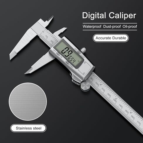 فرجار رقمي، أداة قياس فرجار مع شاشة LCD كبيرة، فرجار ميكرومتر رقمي من الفولاذ المقاوم للصدأ، ميزة الإيقاف التلقائي، مقاومة لرذاذ الشاشة، التبديل من جزء متري بوصة (10 بوصة/250 مم) in Kuwait
