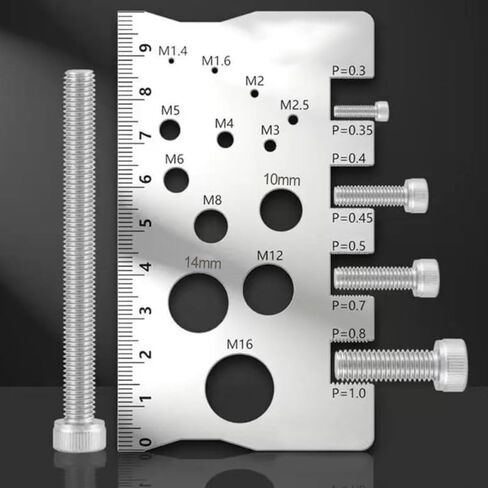 Stainless Steel Thread Measuring Gauge, Precision Screw Pitch and Diameter Measuring Tool, Bolt Caliper for Size Checking (Silver) in Saudi Arabia