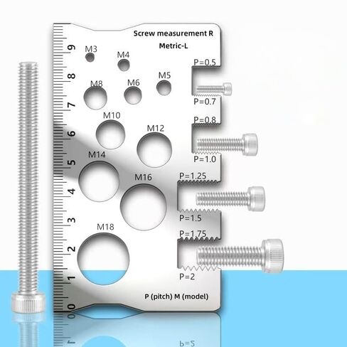 Stainless Steel Thread Measuring Gauge, Precision Screw Pitch and Diameter Measuring Tool, Bolt Caliper for Size Checking (Silver) in Saudi Arabia