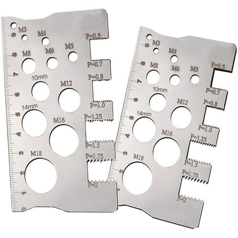 Stainless Steel Thread Measuring Gauge, Precision Screw Pitch and Diameter Measuring Tool, Bolt Caliper for Size Checking (Silver) in Saudi Arabia