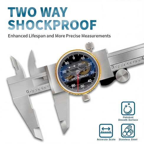 WeldingStop Precision 0-6" Dial Caliper Set with Protective Case - 0.001" Accuracy 4-Way Measuring Tool, Shock-Proof Stainless Steel, Ideal for Home & DIY Measurement in Kuwait