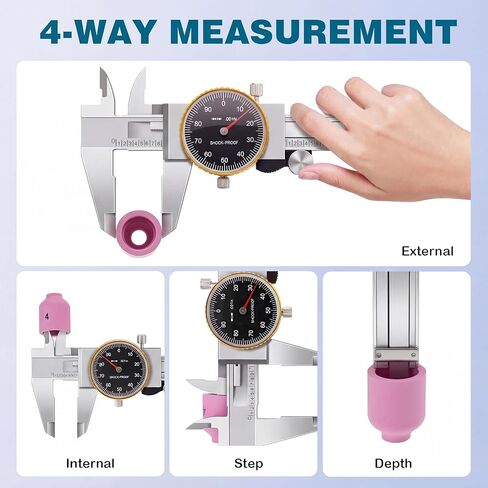 WeldingStop Precision 0-6" Dial Caliper Set with Protective Case - 0.001" Accuracy 4-Way Measuring Tool, Shock-Proof Stainless Steel, Ideal for Home & DIY Measurement in Kuwait