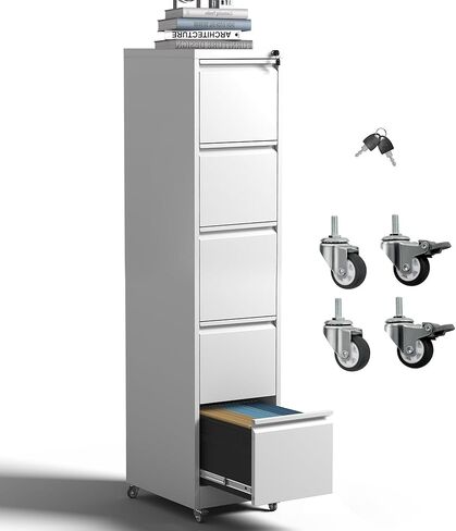 خزانة ملفات الهاتف المحمول ذات 4 دروع مع قفل وعجلات ، خزائن التقديم العمودية الطويلة ، خزانة تخزين الفولاذ المتداول للمكتب المنزلي ، تتطلب مجموعة (أسود) (أسود) in Kuwait