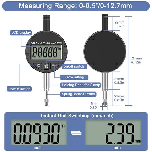 HDLNKAK Digital Dial Indicator Bore Gauges (2"-6"/0.0005"), Engine Cylinder Measurement with Carbide anvils.(Black) in Saudi Arabia