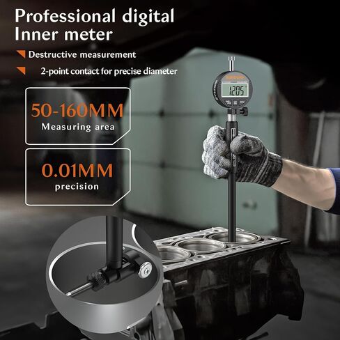 مجموعة قياس تجويف القرص الرقمي، قياسات عالية الدقة 2-6 بوصة/0.0005 بوصة تتضمن مقياس تجويف القرص ذاتي التمركز مع سندان كربيد لقياس أسطوانة المحرك العميق in Kuwait
