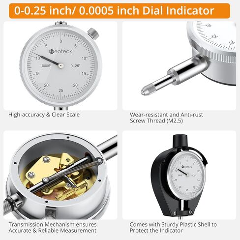 Neoteck Dial Bore Gauge with 0.7"-6"/0.0005" Measuring Range and 6" Measuring Depth Dial Bore Gauge Set with 23PCS Anvils Chrome Plated Handle & Insulated Grips for Engine Cylinder Measurement in Saudi Arabia