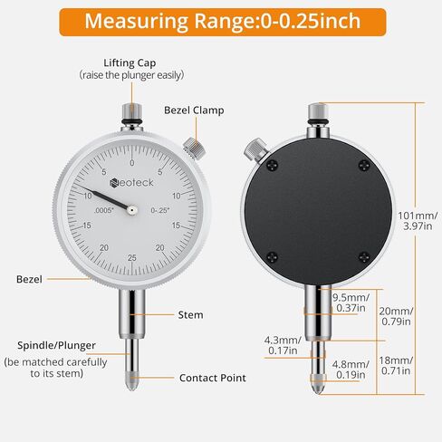 Neoteck Dial Bore Gauge with 0.7"-6"/0.0005" Measuring Range and 6" Measuring Depth Dial Bore Gauge Set with 23PCS Anvils Chrome Plated Handle & Insulated Grips for Engine Cylinder Measurement in Saudi Arabia