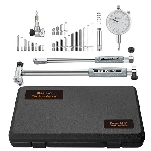 Neoteck Dial Bore Gauge with 0.7"-6"/0.0005" Measuring Range and 6" Measuring Depth Dial Bore Gauge Set with 23PCS Anvils Chrome Plated Handle & Insulated Grips for Engine Cylinder Measurement in Saudi Arabia